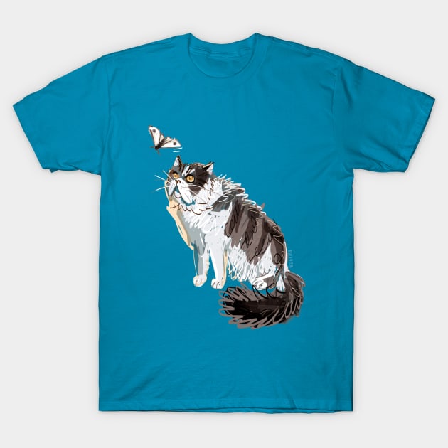 Persian Cat with a Moth T-Shirt by belettelepink